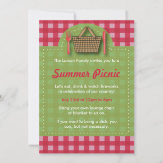 Convites para Gingham Picnic de Verão
