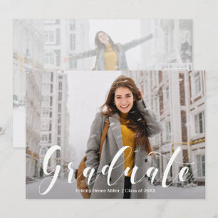 Convites para Graduação de Fotos de Script Branco 