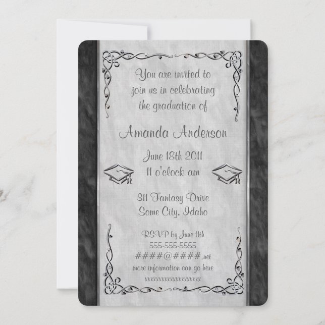 Convites para graduação em preto e branco texturiz (Verso)
