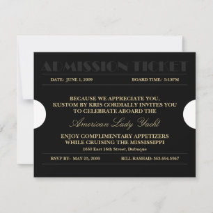 Convites para ingresso Dourado 4.25x5.5