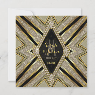 Convites para Jantar Art Deco Goldy Diamonds