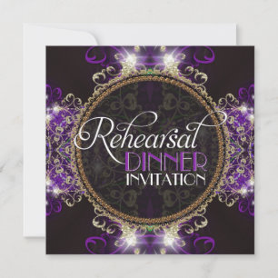 Convites para Jantar de Ensaios Purple Sparkle Din