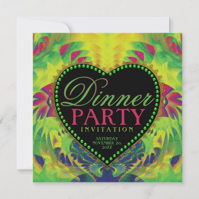 Convites para Jantar de Festa de Amor de Verão Tro (Frente)