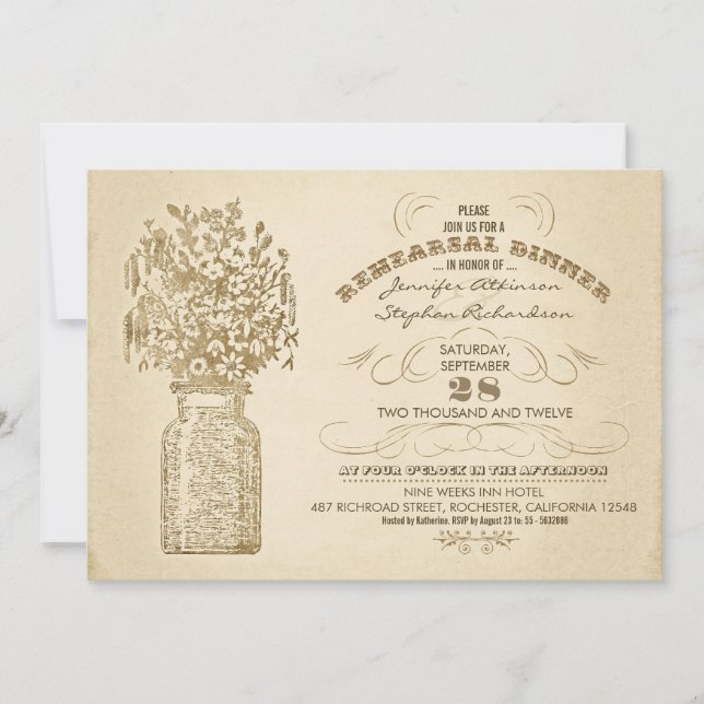 convites para janto de ensaio de jarro de mason vi (Frente)