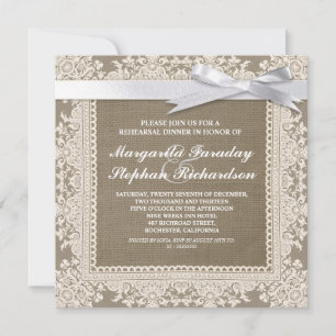 convites para janto de ensaio de rendas e burlap