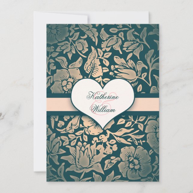 convites para janto de ensaio elegantes damask (Frente)