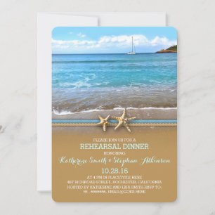 Convites para janto de ensaio no mar de praia