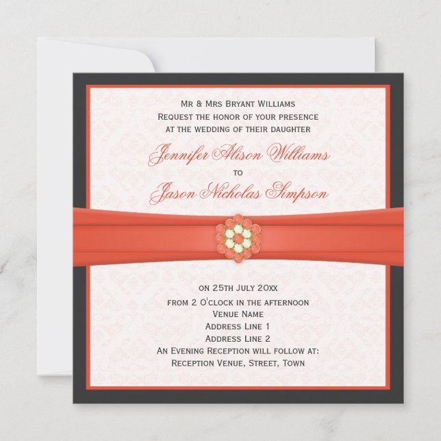Convites para Joias de Casamento de Cinzas Tangeri (Frente)