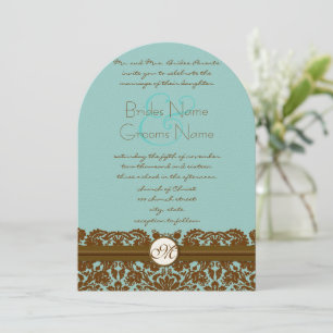 Convites para Monograma do Casamento tema damasco 