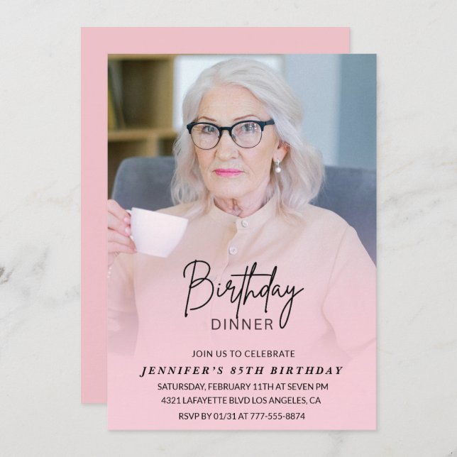convites para o aniversário de 85 anos Foto do Jan (Frente/Verso)