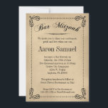 Convites para o Bar Elegante Mitzvah<br><div class="desc">Este convite formal e elegante do Bar Mitzvah remonta a ontem,  mas ainda tem um ótimo Fator Legal. Fundo de estilo de papel de vintage neutro com rolagem preta e script.</div>