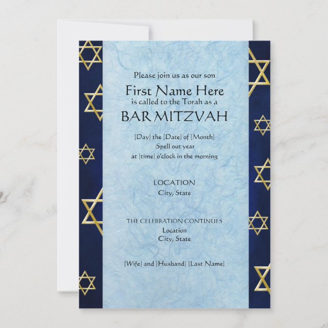 Convites para o Bar Personalizado Mitzvah (2014) (Frente)