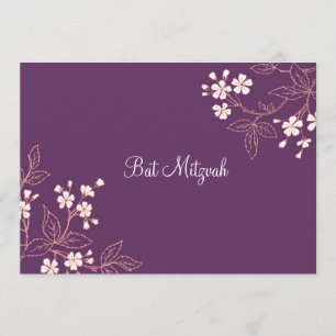 Convites para o Bat Mitzvah de Coral Plum Damask