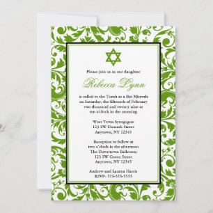 Convites para o Bat Mitzvah de Rotação Verde