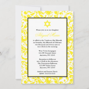 Convites para o Bat Mitzvah, em espiral amarela