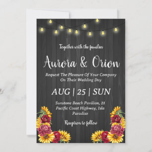 convites para o casamento de girassol e burgunte d