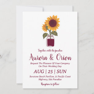 convites para o casamento de girassol e burgunte d