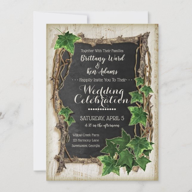 Convites para o casamento de Ivy e Willow (Frente)