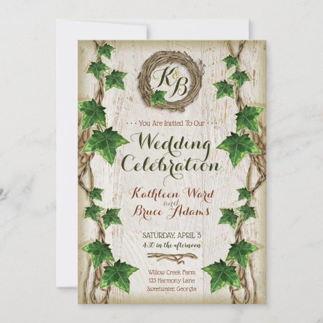 Convites para o casamento de Ivy e Willow - Terra  (Frente)