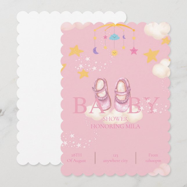 convites para o chá de bebê de bebê, download digi (Frente/Verso)