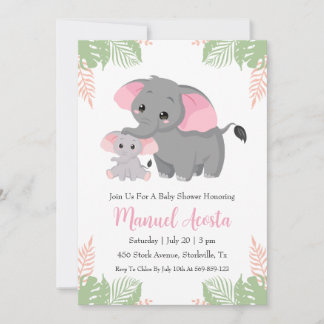 convites para o chá de bebê de elefante da selva m