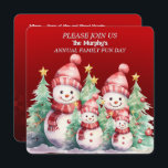 Convites para o Dia da Diversão da Família Snowman<br><div class="desc">Uma família de boneco de neve vestida para as férias,  convidando sua família para um dia de diversão de feriado.</div>