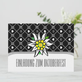 Convites para o Oktoberfest Edelweiß preto e branc