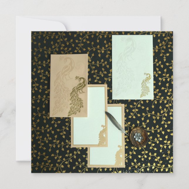 Convites para Peacock Elegantes | CartõesCasadosÍn (Frente)