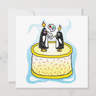 Convites para Pinguins de Bolo de Aniversário