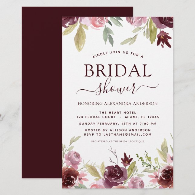 Convites para Primavera de Borgonha do Chá de pane (Frente/Verso)