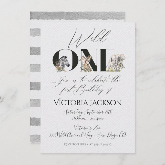 Convites para primeiros aniversarios de Animais Se (Frente/Verso)