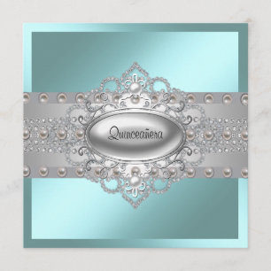 Convites para Quinceanera Azul-Teal Elegante