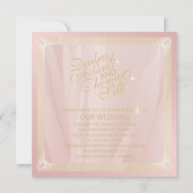 Convites para rosa Dourado e Blush (Verso)