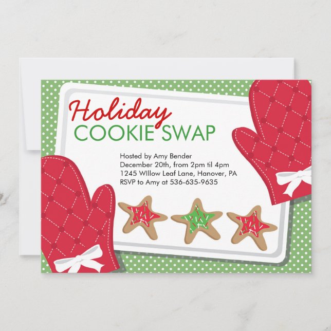 Convites para Troca de Cookies da Festa de Natal (Frente)