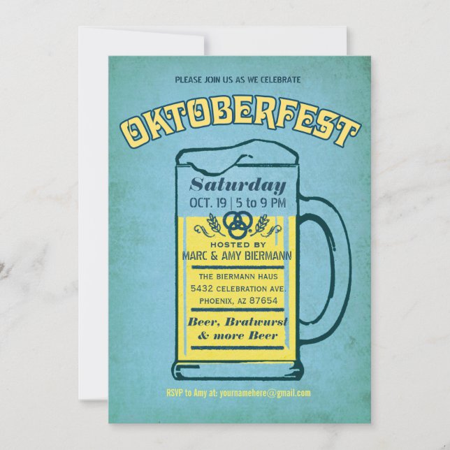 Convites para Turquesa Bonita Oktoberfest (Frente)