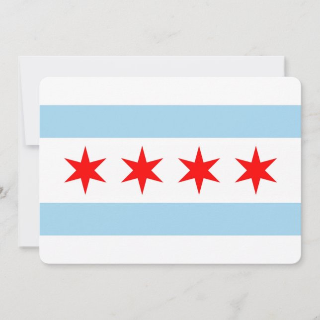 Convites patrióticos com Bandeira de Chicago (Frente)
