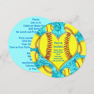 Convites personalizados bonitos super do softball