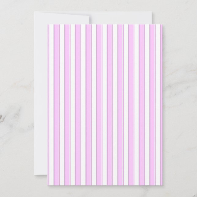 Convites Personalizados com Listras Rosa em Branco (Frente)