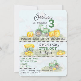 Convites Personalizados com Tema de Trator Verde