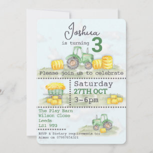 Convites Personalizados com Tema de Trator Verde