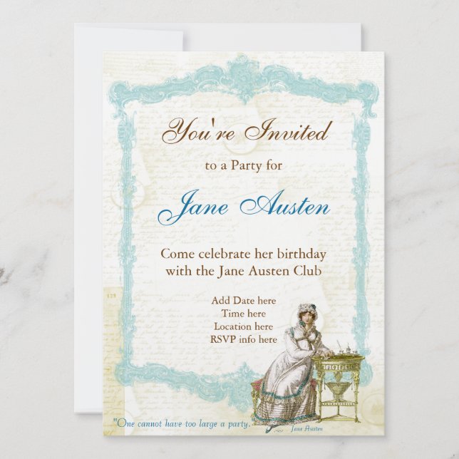 Convites personalizados da Jane Austen (Frente)