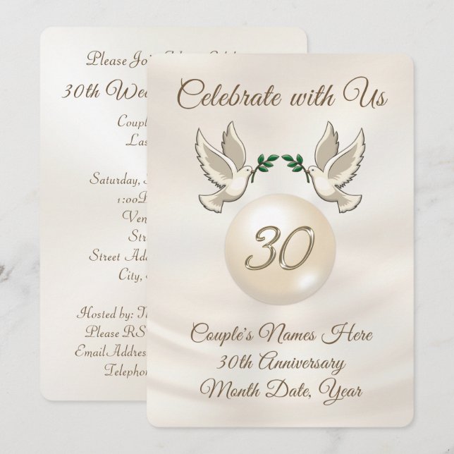 Convites personalizados de 30 de casamento (Frente/Verso)