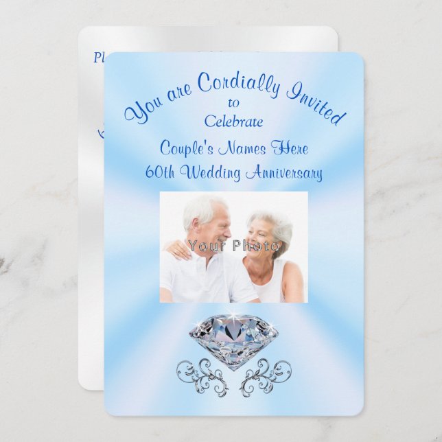 Convites Personalizados de Aniversário de 60 Anos  (Frente/Verso)