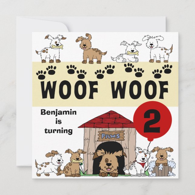 Convites Personalizados de Aniversário para Cães d (Frente)