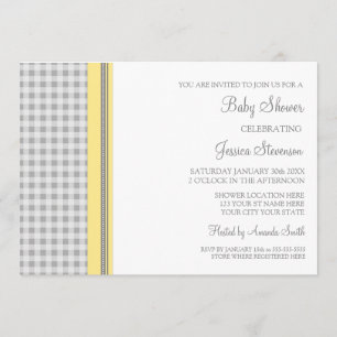 Convites Personalizados De Bebês De Lemon Gingham