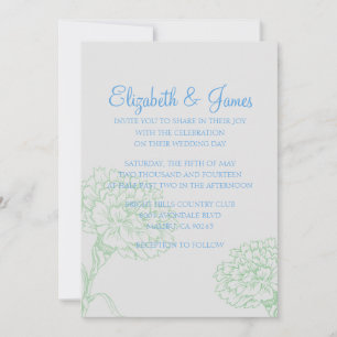 Convites personalizados de casamento azul e verde