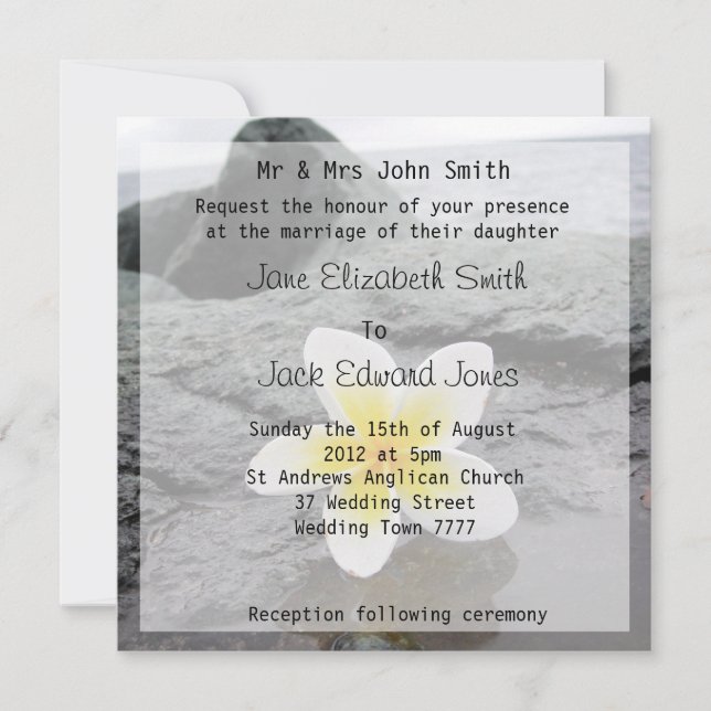 Convites Personalizados de Casamento em Praia de F (Frente)