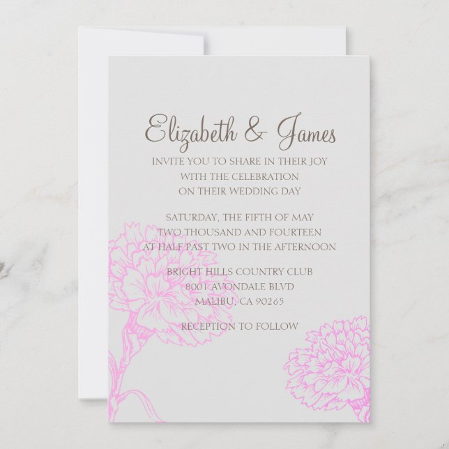 Convites personalizados de Casamento Rosa Moderno  (Frente)