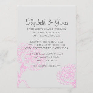 Convites personalizados de casamento rosa-quente