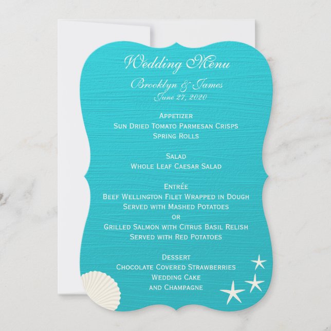 Convites Personalizados de Menu de Casamento com C (Frente)